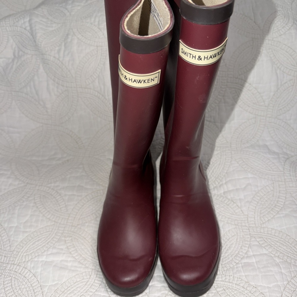 Smith & Hawken Tall Burgundy Rain Boots Gardening Shoes Galoshes Women's Size 7